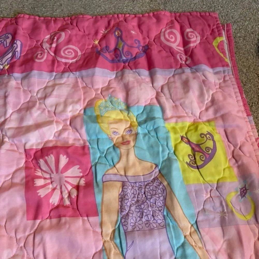 Vintage 1991 Dan River Pink Barbie Toddler Blanket Comforter Bedding 42x58